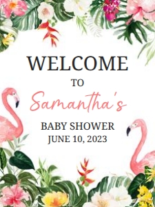 305 Flamingo Baby Shower Welcome Sign 18x24: 305 Flamingo Baby Shower Welcome Sign