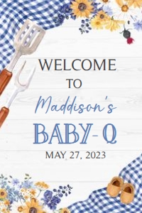304 Navy Blue Barbeque Baby Shower Welcome Sign 20x30: 304 Navy Blue Barbeque Baby Shower Mega Bundle
