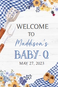 304 Navy Blue Barbeque Baby Shower Welcome Sign 24X36: 304 Navy Blue Barbeque Baby Shower Mega Bundle