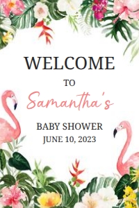 305 Flamingo Baby Shower Welcome Sign 20x30: 305 Flamingo Baby Shower Welcome Sign