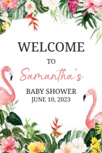 305 Flamingo Baby Shower Welcome Sign 24x36: 305 Flamingo Baby Shower Welcome Sign