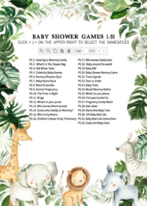 297 Tropical Floral Safari Animals Baby Shower Games Bundle 1: 297 Tropical Safari Baby Shower Games Bundle