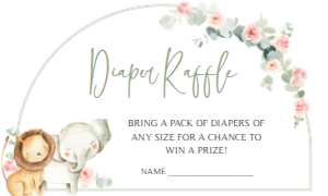 307 Pink Floral Safari Baby Shower Diaper Raffle: 307 Pink Floral Safari Baby Shower Invitation Set