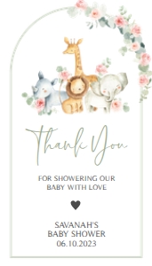 307 Pink Floral Safari Baby Shower Favor Tag: 307 Pink Floral Safari Baby Shower Favor Tag