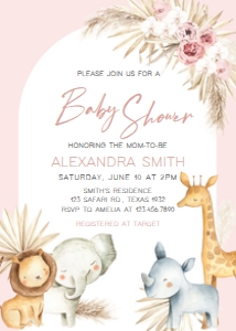 309 Pink Boho Safari Baby Shower Invitation: 309 Pink Boho Safari Baby Shower Invitation