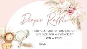 309 Pink Boho Safari Baby Shower Diaper Raffle 3.5x2: 309 Pink Boho Safari Baby Shower Invitation Set