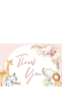 309 Pink Boho Safari Baby Shower Thank You Card: 309 Pink Boho Safari Baby Shower Invitation Set