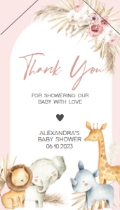 309 Pink Boho Safari Baby Shower Favor Tag with Line: 309 Pink Boho Safari Baby Shower Favor Tag