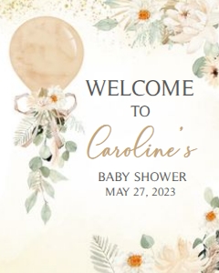 310 Boho Balloon Baby Shower Welcome Sign 16x20: 310 Boho Balloon Baby Shower Welcome Sign