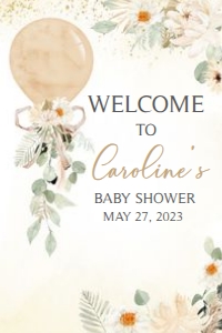 310 Boho Balloon Baby Shower Welcome Sign 20x30: 310 Boho Balloon Baby Shower Welcome Sign