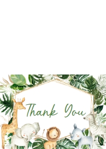 311 Tropical Safari Animals Baby Shower Thank You Card: 311 Tropical Safari Animals Baby Shower Invitation Set