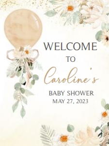 310 Boho Balloon Baby Shower Welcome Sign 18x24: 310 Boho Balloon Baby Shower Welcome Sign