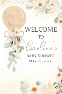 310 Boho Balloon Baby Shower Welcome Sign 24x36: 310 Boho Balloon Baby Shower Welcome Sign