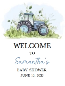 323 Tractor Baby Shower Welcome Sign 18X24: 323 Tractor Baby Shower Welcome Sign