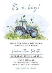 323 Tractor Baby Shower Invitation: 323 Tractor Baby Shower Invitation
