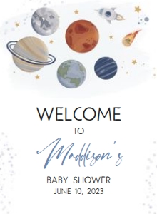325 Space Baby Shower Welcome Sign 11x15: 325 Space Baby Shower Welcome Sign