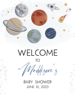 325 Space Baby Shower Welcome Sign 16x20: 325 Space Baby Shower Welcome Sign