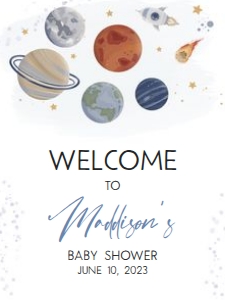325 Space Baby Shower Welcome Sign 18x24: 325 Space Baby Shower Welcome Sign