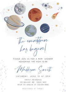 325 Space Baby Shower Invitation: 325 Space Baby Shower Invitation