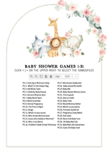 307 Pink Floral Safari Baby Shower Games design preview