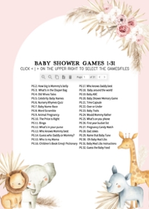 309 Pink Boho Safari Baby Shower Games Bundle 1: 309 Pink Boho Safari Baby Shower Games Bundle