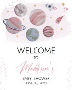 329 Girl Space Baby Shower Welcome Sign 16x20: 329 Girl Space Baby Shower Welcome Sign