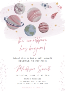 329 Girl Space Baby Shower Invitation: 329 Girl Space Baby Shower Invitation