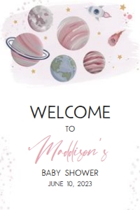 329 Girl Space Baby Shower Welcome Sign 20x30: 329 Girl Space Baby Shower Welcome Sign