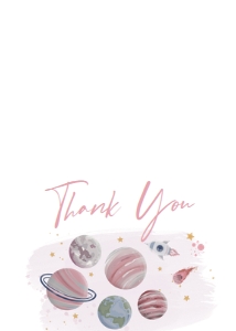 329 Girl Space Baby Shower Thank You Card: 329 Girl Space Baby Shower Invitation Set