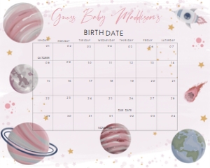 329 Girl Space Baby Shower Calendar 10x8: 329 Girl Space Baby Shower Calendar