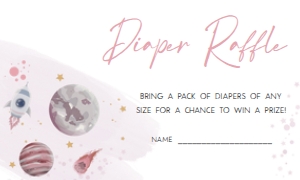329 Girl Space Baby Shower Diaper Raffle: 329 Girl Space Baby Shower Invitation Set