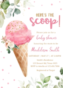 333 Pink Ice Cream Baby Shower Invitation: 333 Pink Ice Cream Baby Shower Invitation