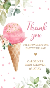 333 Pink Ice Cream Baby Shower Favor Tag: 333 Pink Ice Cream Baby Shower Favor Tag