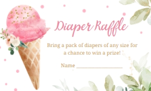 333 Pink Ice Cream Baby Shower Diaper Raffle: 333 Pink Ice Cream Baby Shower Invitation Set