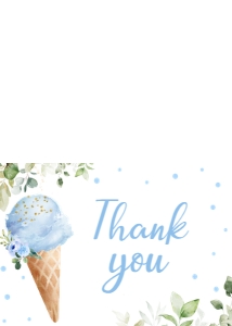 343 Blue Ice Cream Baby Shower Thank You Card: 343 Blue Ice Cream Baby Shower Invitation Set