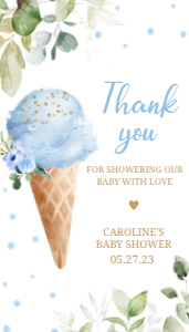 343 Blue Ice Cream Baby Shower Favor Tag: 343 Blue Ice Cream Baby Shower Favor Tag
