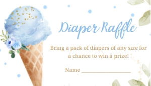 343 Blue Ice Cream Baby Shower Diaper Raffle: 343 Blue Ice Cream Baby Shower Invitation Set