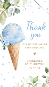343 Blue Ice Cream Baby Shower Favor Tag with Line: 343 Blue Ice Cream Baby Shower Favor Tag