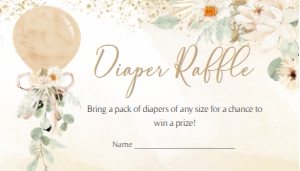 310 Boho Balloon Baby Shower Diaper Raffle 3.5x2: 310 Boho Balloon Baby Shower Invitation Set