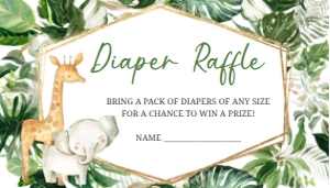 311 Tropical Safari Animals Baby Shower Diaper Raffle 3.5x2: 311 Tropical Safari Animals Baby Shower Invitation Set