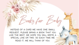 309 Pink Boho Safari Baby Shower Books for Baby 3.5x2: 309 Pink Boho Safari Baby Shower Invitation Set