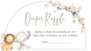 307 Pink Floral Safari Baby Shower Diaper Raffle 3.5x2: 307 Pink Floral Safari Baby Shower Invitation Set