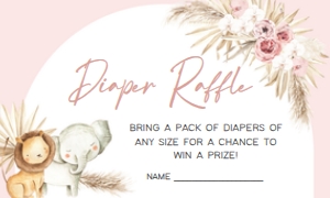 309 Pink Boho Safari Baby Shower Diaper Raffle: 309 Pink Boho Safari Baby Shower Invitation Set
