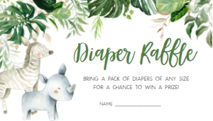 297 Tropical Safari Baby Shower Diaper Raffle 3.5x2: 297 Tropical Safari Baby Shower Invitation Set