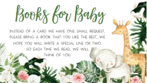 291 Floral Safari Animals Baby Shower Books for Baby 3.5x2: 291 Floral Safari Baby Shower Invitation Set