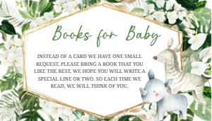 286 Floral Tropical Safari Animals Baby Shower Books for Baby 3.5x2: 286 Floral Tropical Safari Animals Baby Shower Invitation Set