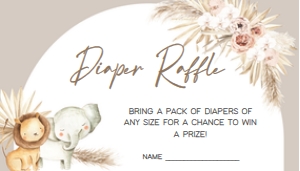 284 Boho Safari Baby Shower Diaper Raffle 3.5x2: 284 Boho Safari Baby Shower Invitation Set