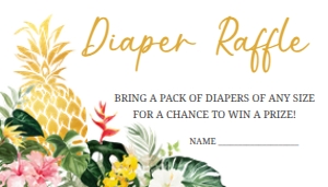 277 Aloha Pineapple Baby Shower Diaper Raffle 3.5x2: 277 Aloha Pineapple Baby Shower Invitation Set
