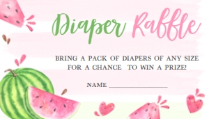 266 Pink Watermelon Baby Shower Diaper Raffle 3.5x2: 266 Pink Watermelon Baby Shower Invitation Set