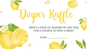 264 Lemon Baby Shower Diaper Raffle 3.5x2: 264 Lemon Baby Shower Invitation Set